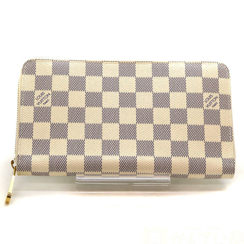 Louis Vuitton Zippy Organizer Long Wallet Zipper Azur White LV